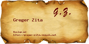Greger Zita névjegykártya